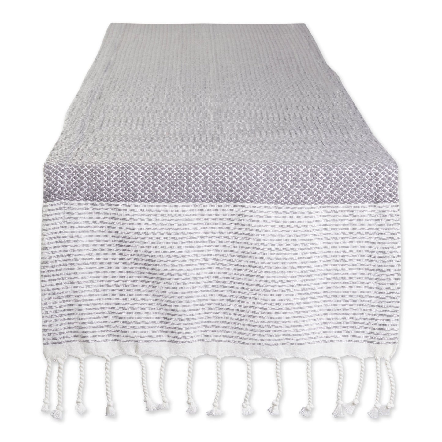 Gray Bordered Dobby  Table Runner 15X72