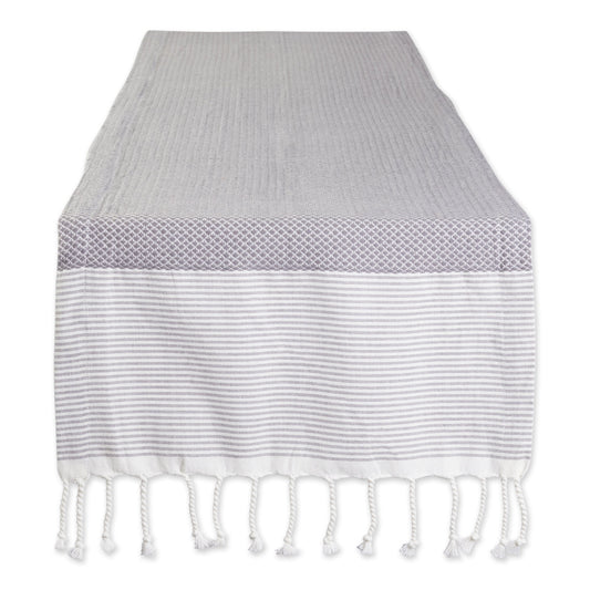 Gray Bordered Dobby  Table Runner 15X72