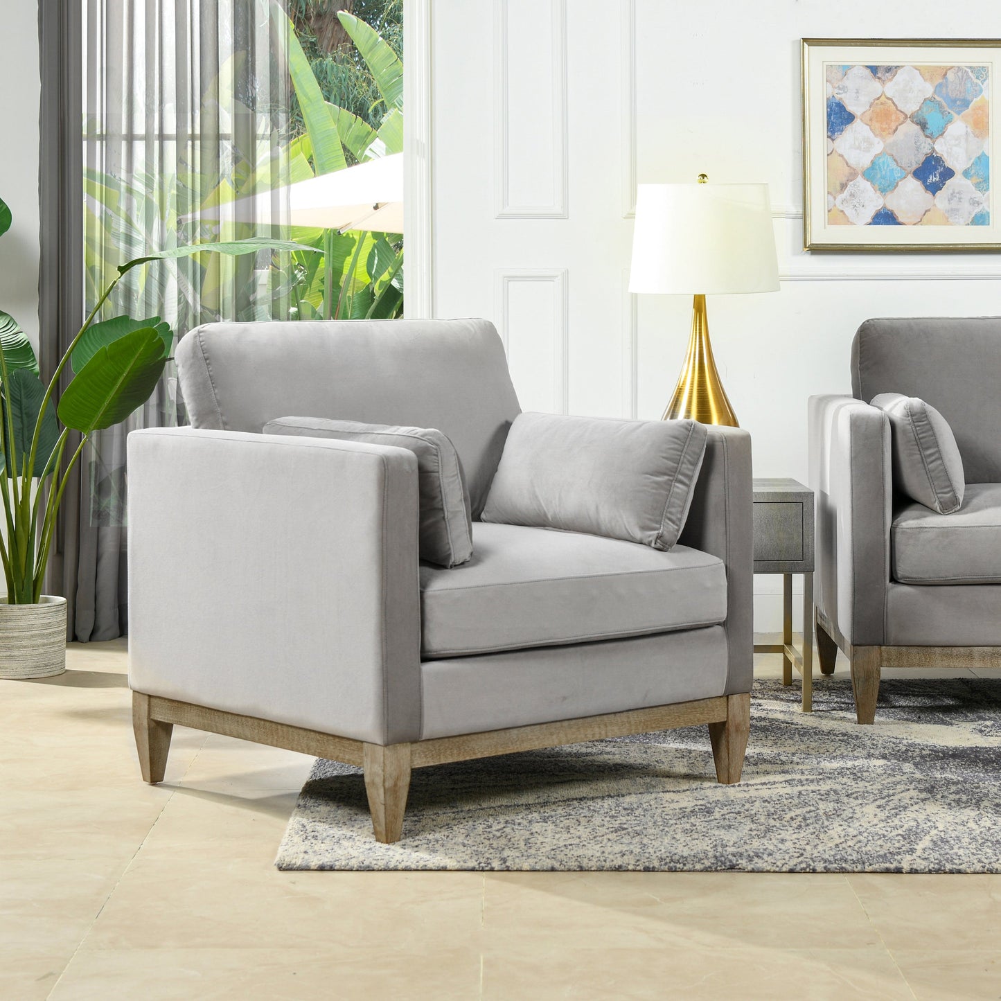 Contour Velvet Upholstered Accent Chair with Removable and Reversible Back