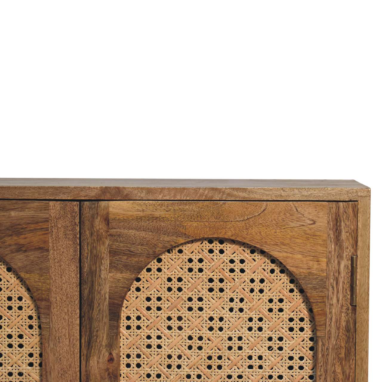 Cabinet with 2 Arch Woven Front Doors and Ball Feet