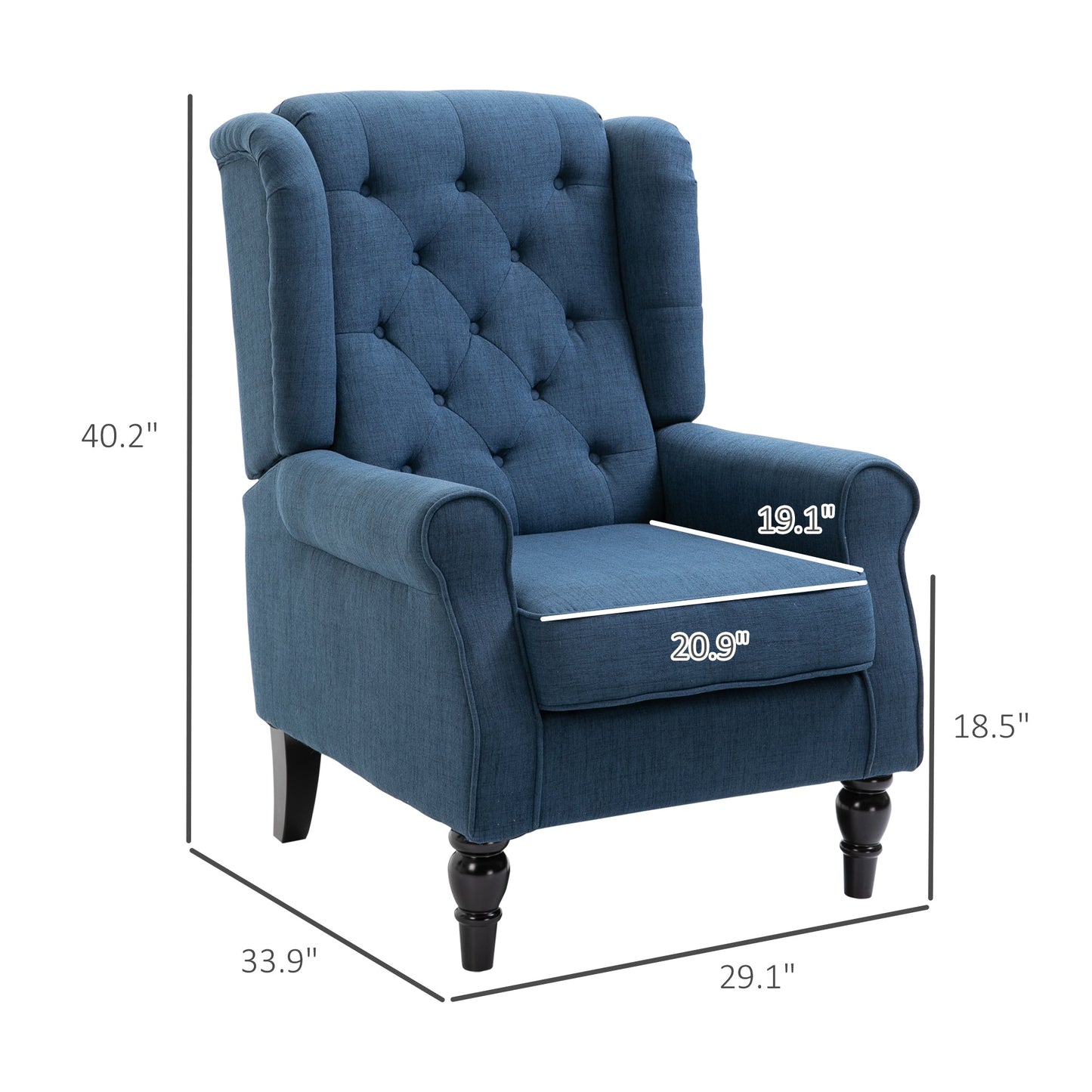 Button Tufted Upholstered Accent Chair with Wing Back and Rolled Arms