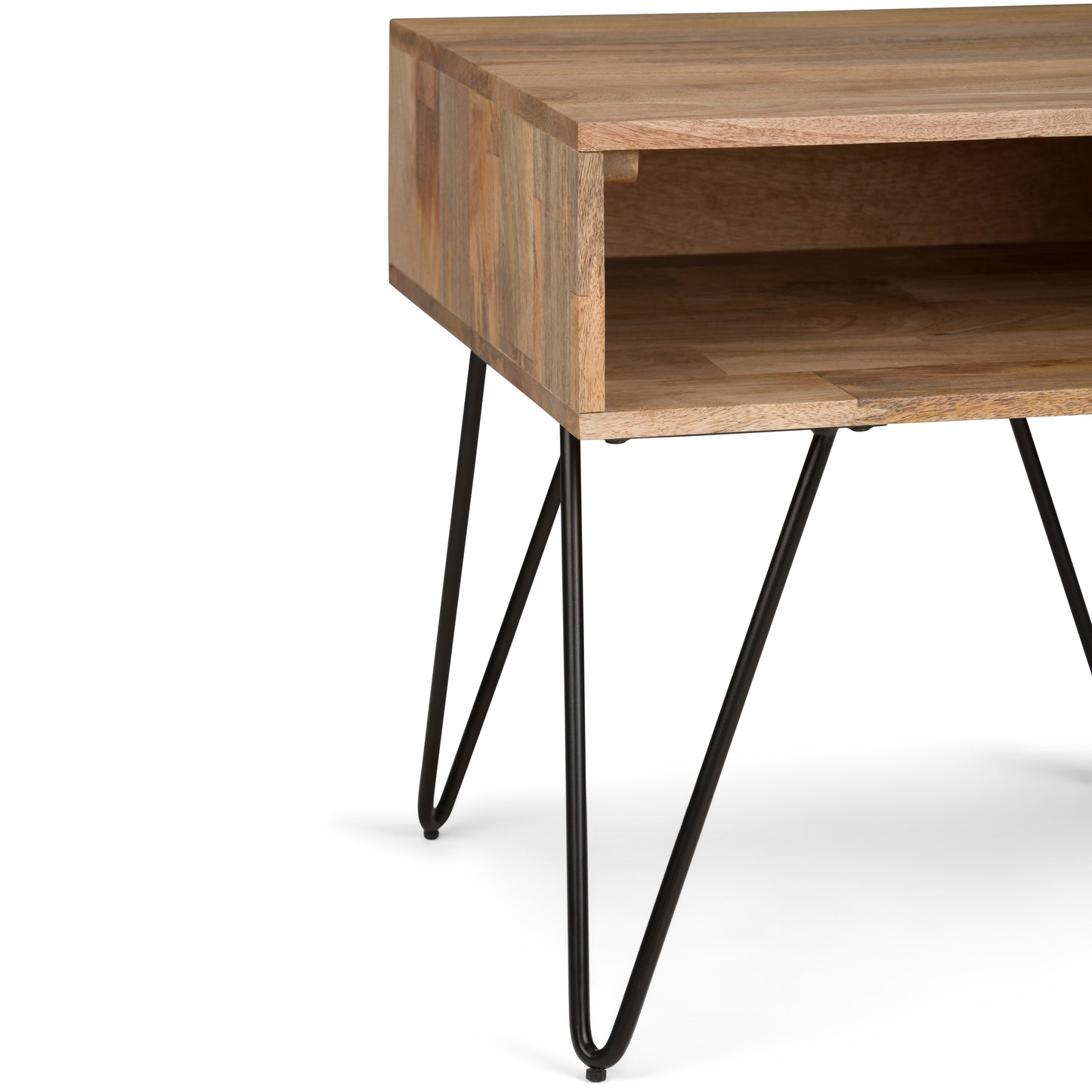 Side Table with Open Compartment and Hairpin Legs