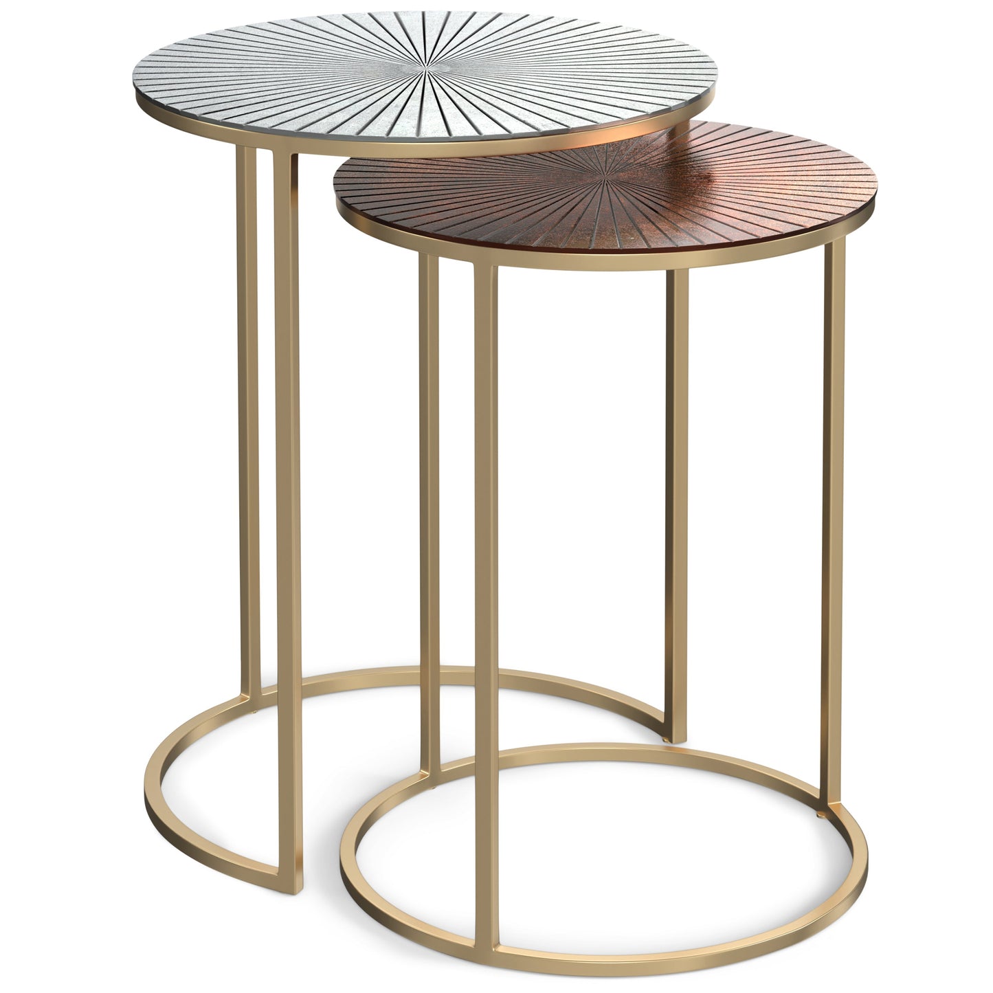 2-Piece Nesting Table Set with Etched Top and Round Base