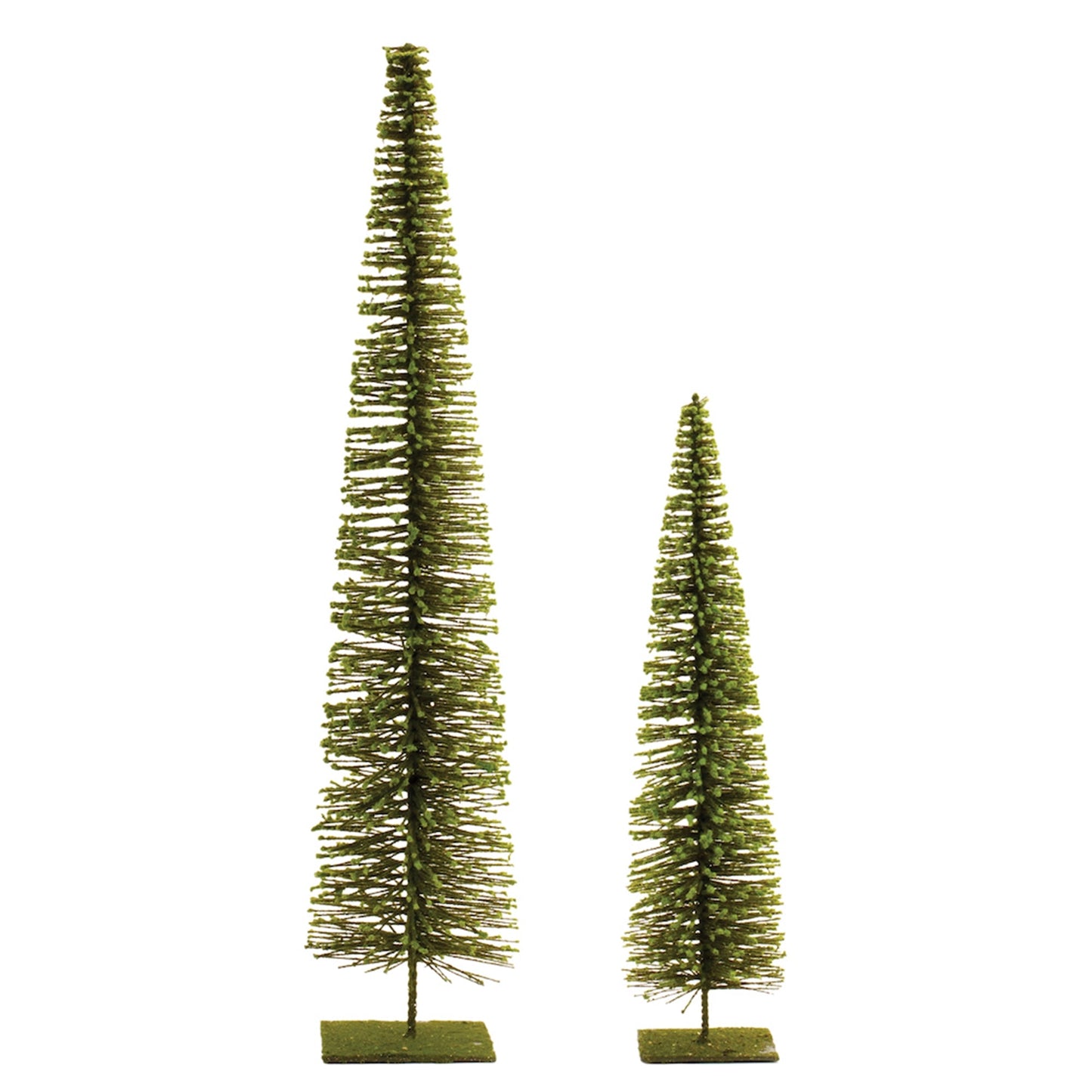 Glittered Green Bottle Brush Tree, Set of 2