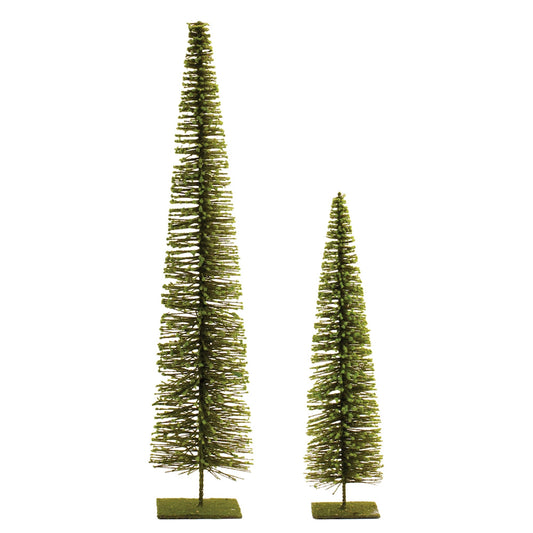 Glittered Green Bottle Brush Tree, Set of 2