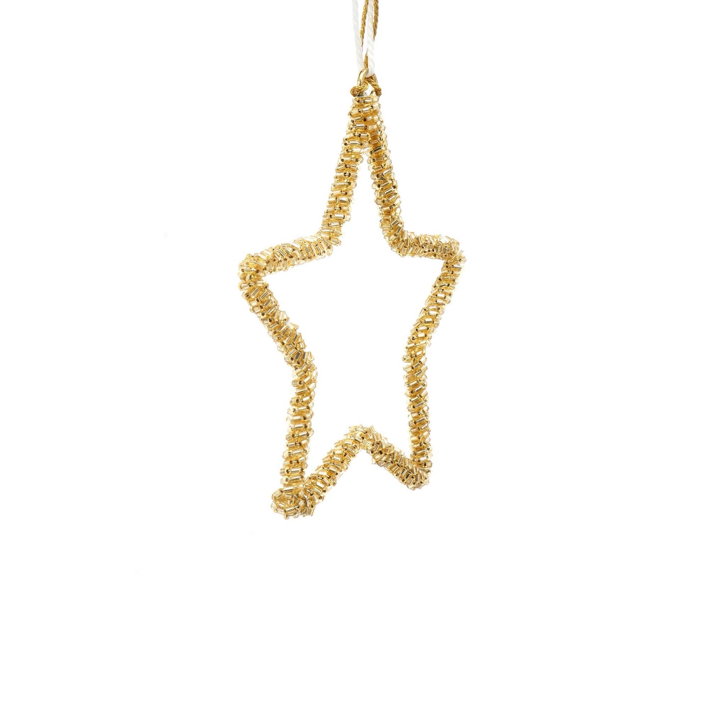 Beaded Golden Star Ornament, Set of 6