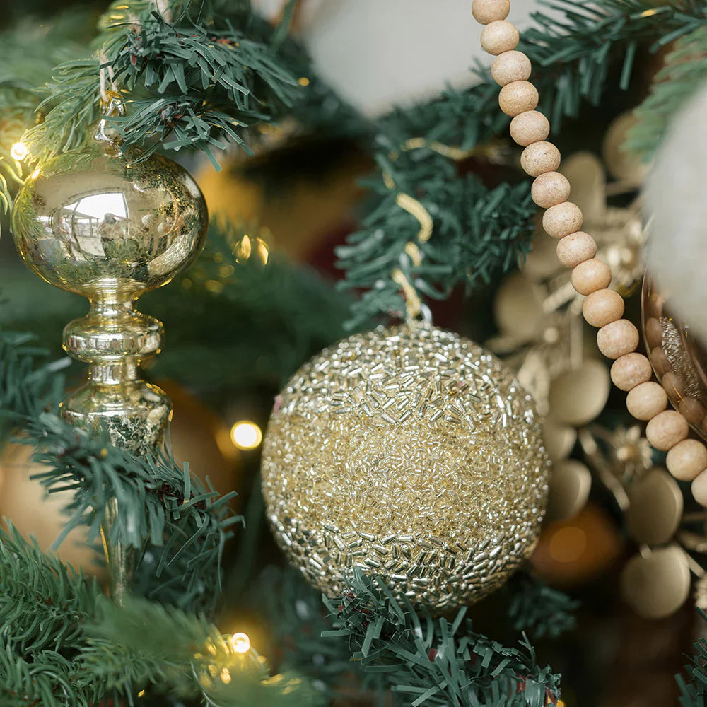 Beaded Jute Christmas Ornaments, Set of 4