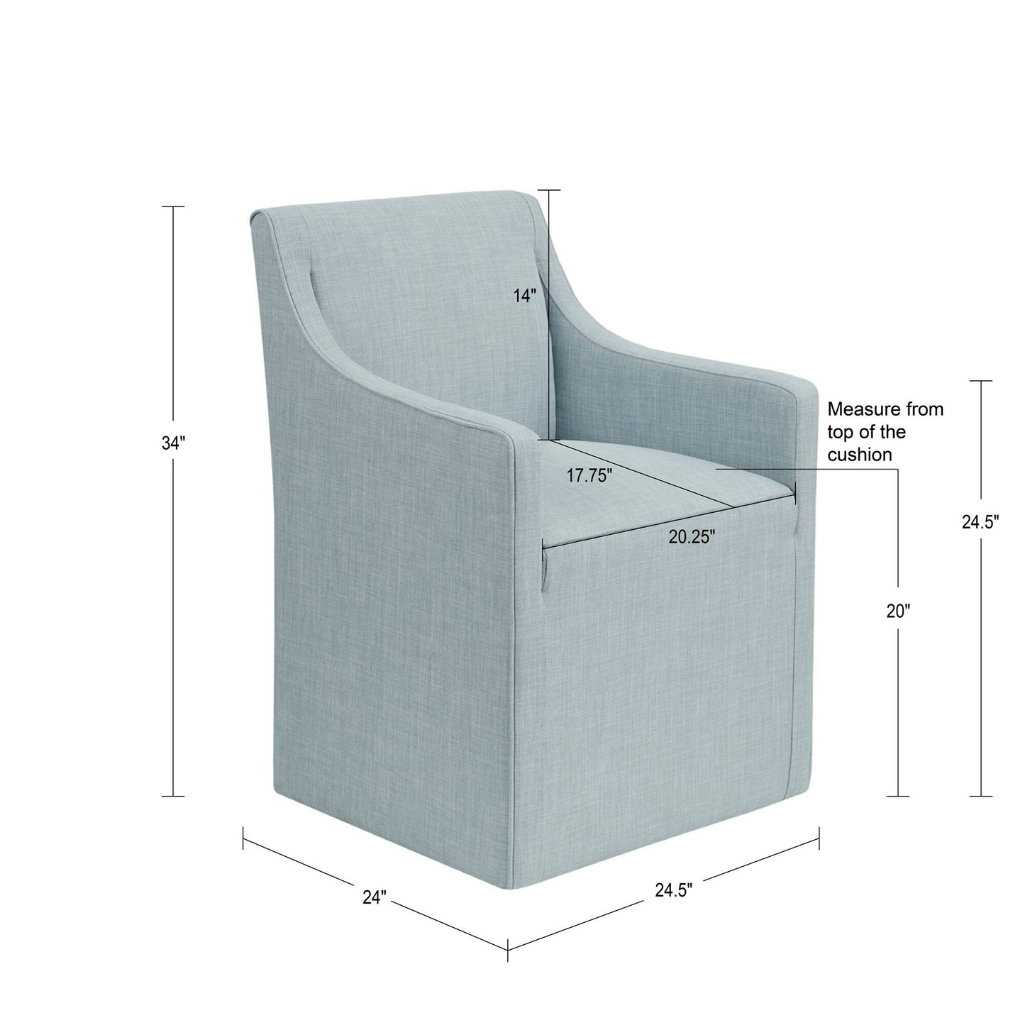 Upholstered Accent Chair with Hidden Casters and Sloped Arms