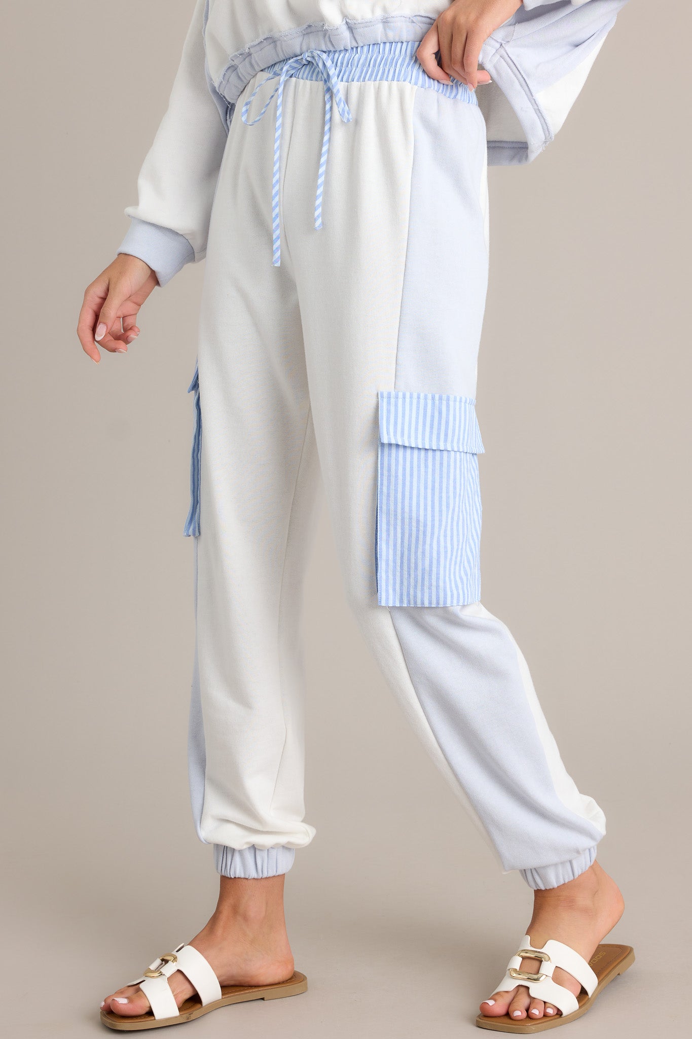 Moving Forward Light Blue Cargo Jogger Sweatpants
