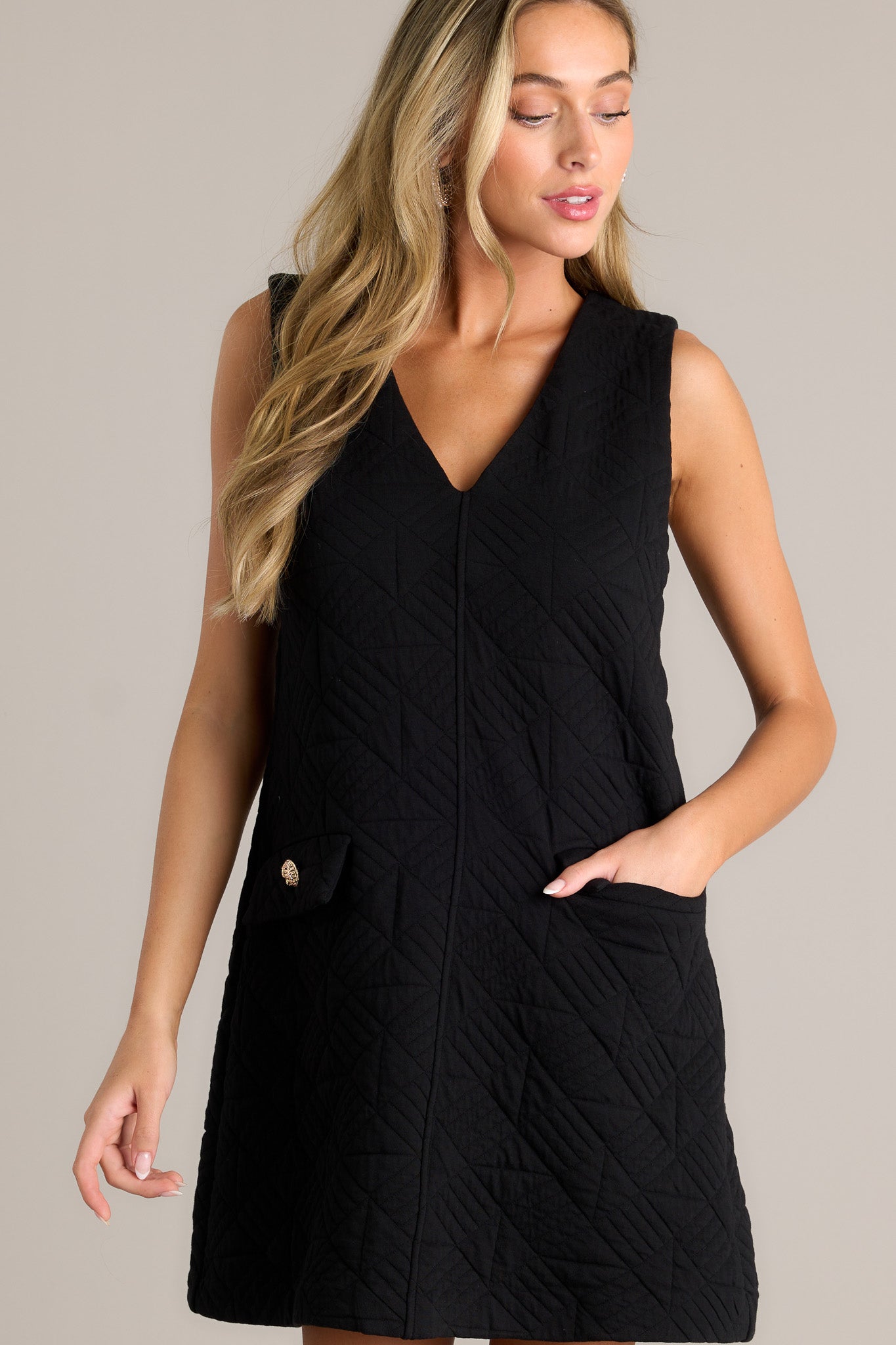 Sophisticated Stunner Black Quilted Mini Dress