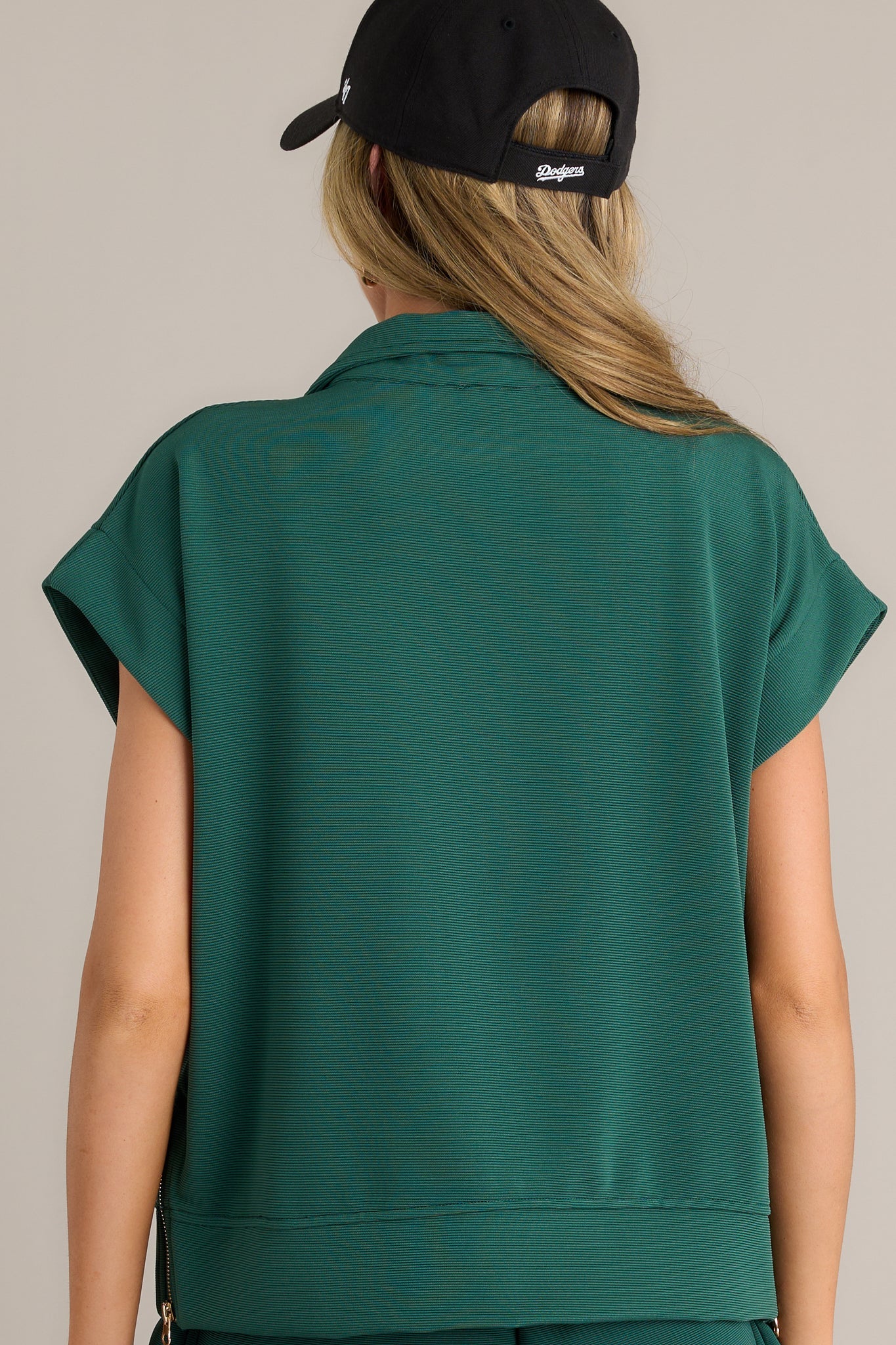 Sleek Street Forest Green Half-Zip Short Sleeve Pullover