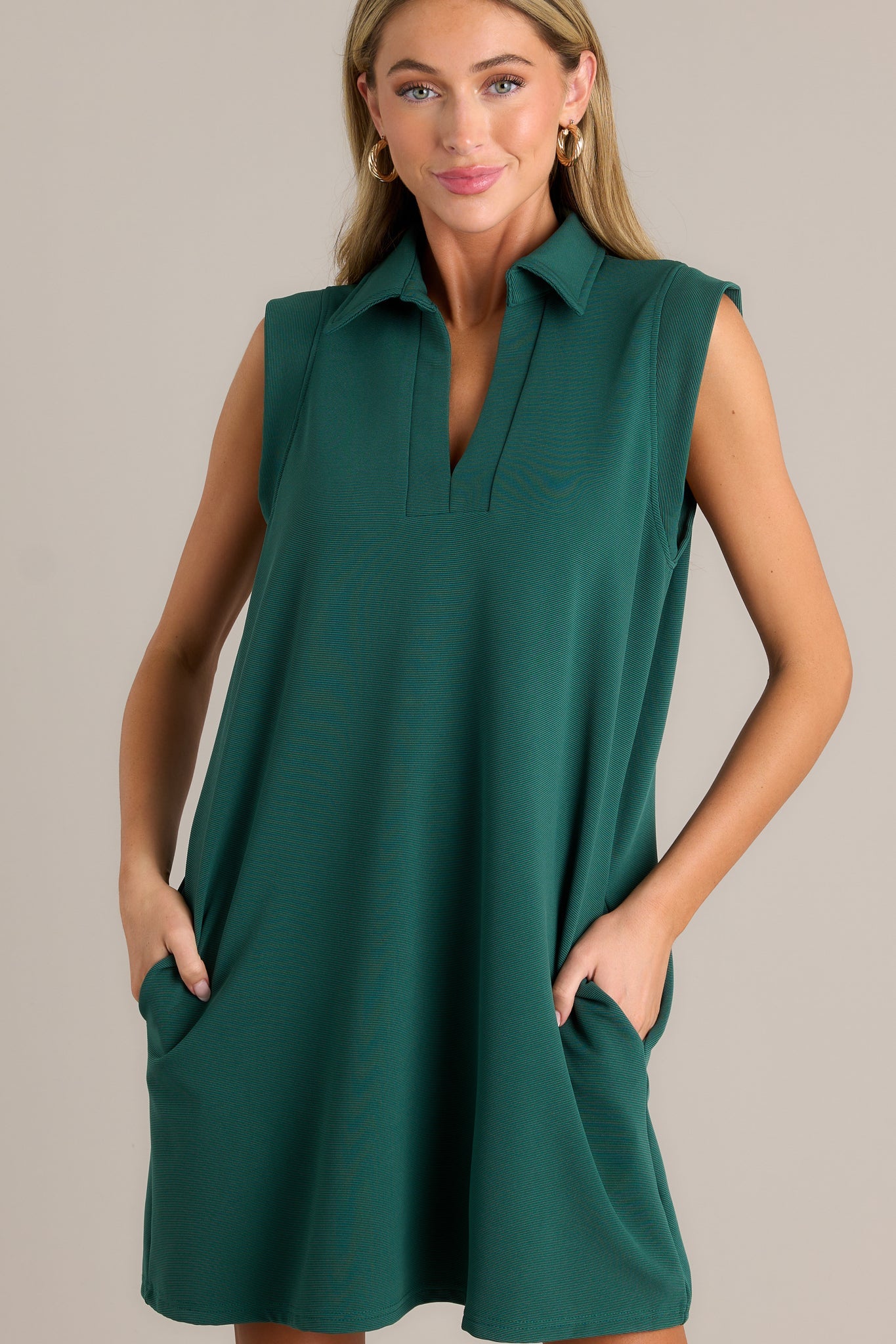 Poised Perfection Forest Green Collared Mini Dress