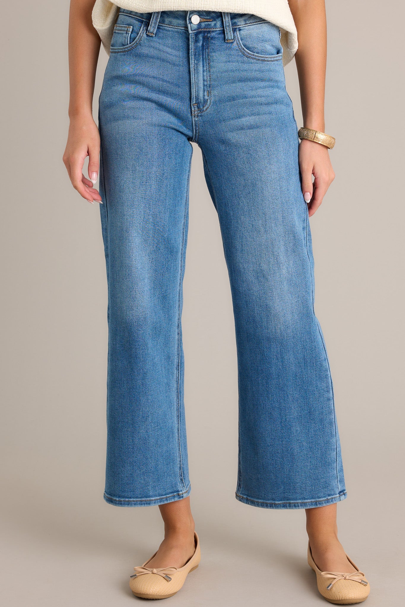 Into The Clouds Medium Wash Cropped Wide Leg Jeans (RESTOCK ETA JANUARY)