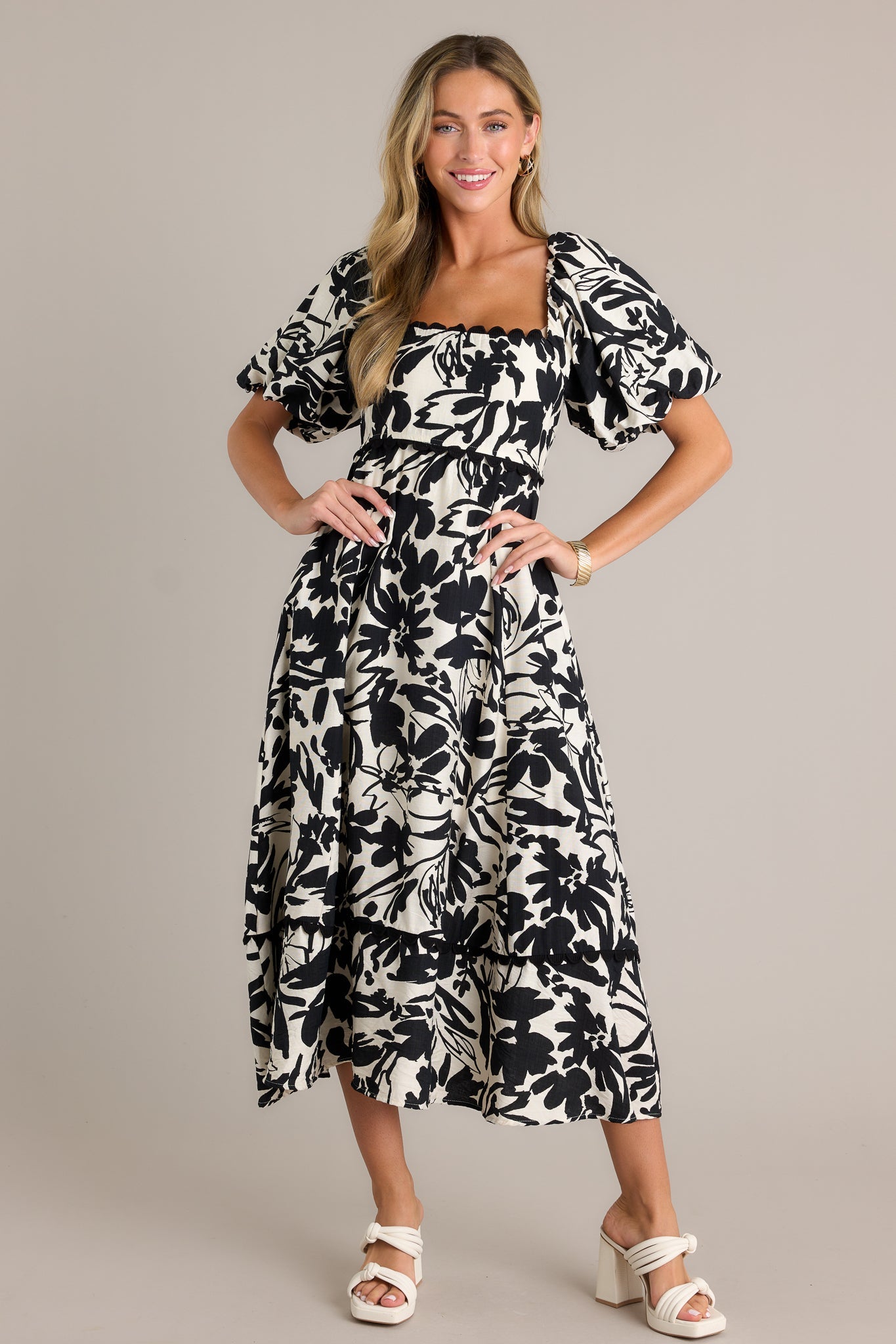 Opulent Orchid Ivory Puff Sleeve Maxi Dress