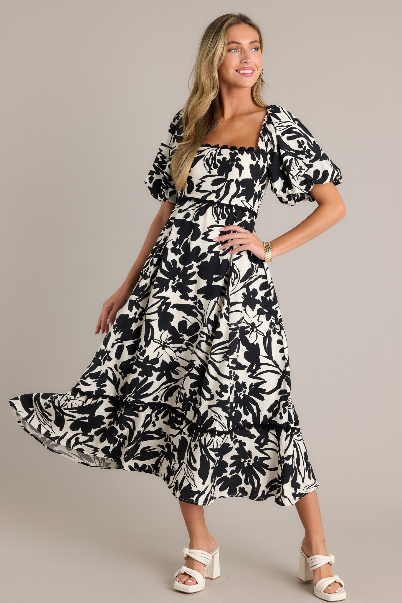 Opulent Orchid Ivory Puff Sleeve Maxi Dress