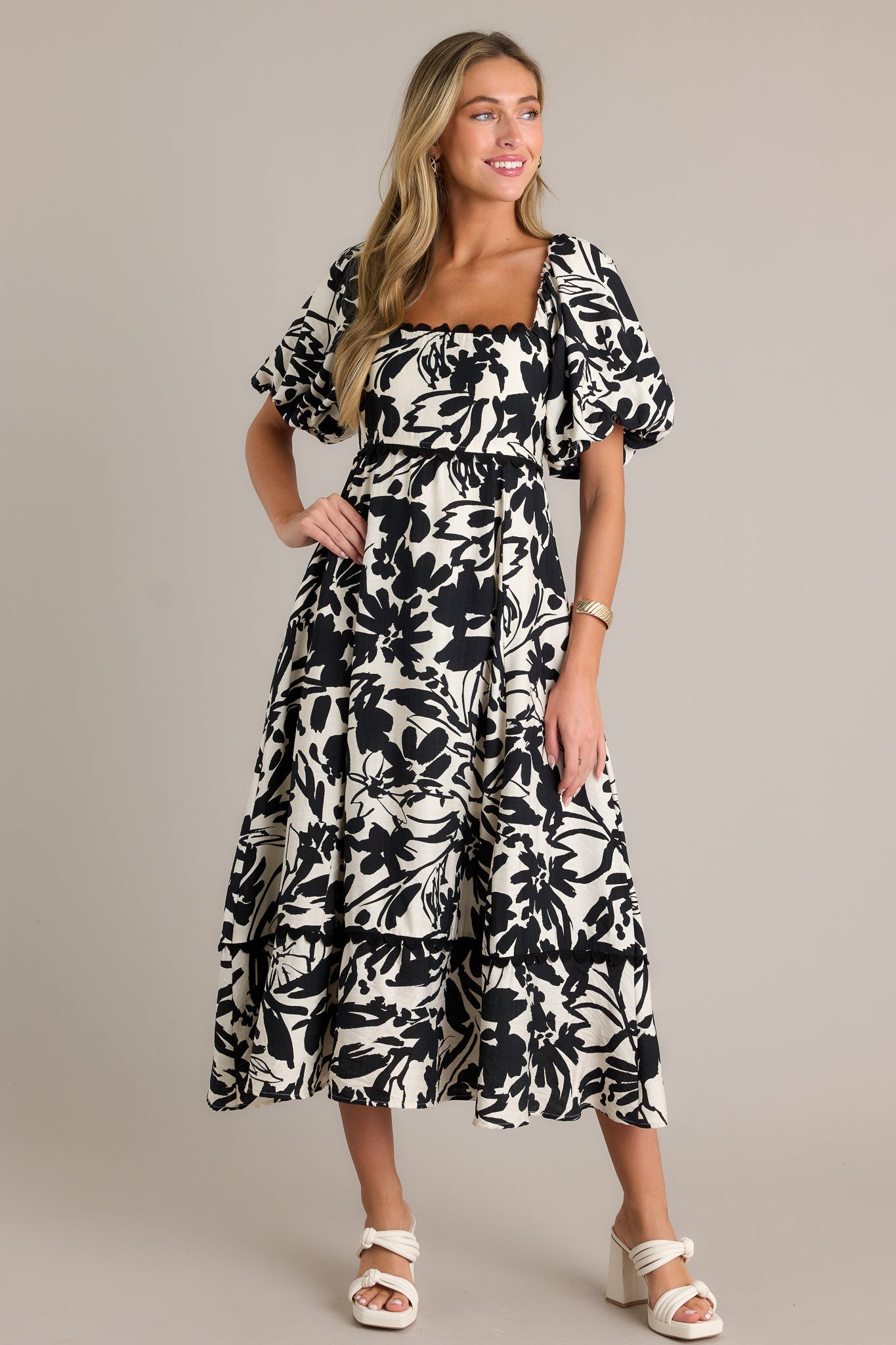 Opulent Orchid Ivory Puff Sleeve Maxi Dress