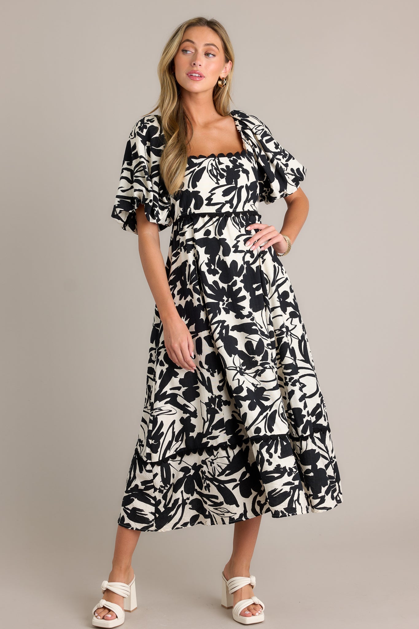 Opulent Orchid Ivory Puff Sleeve Maxi Dress
