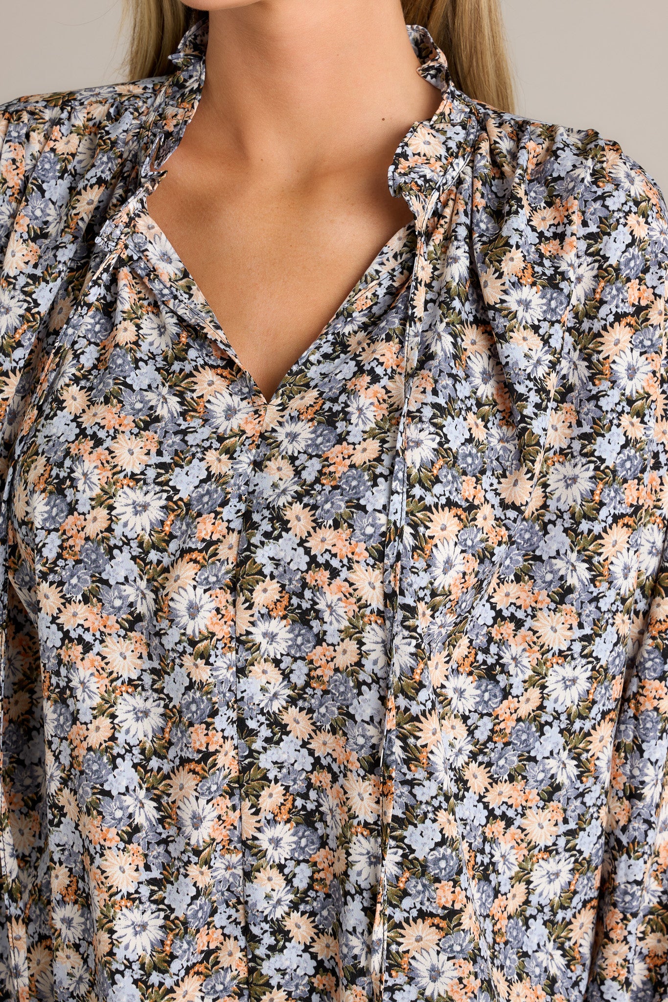 Perfect Harmony Black Floral Bishop Sleeve Top