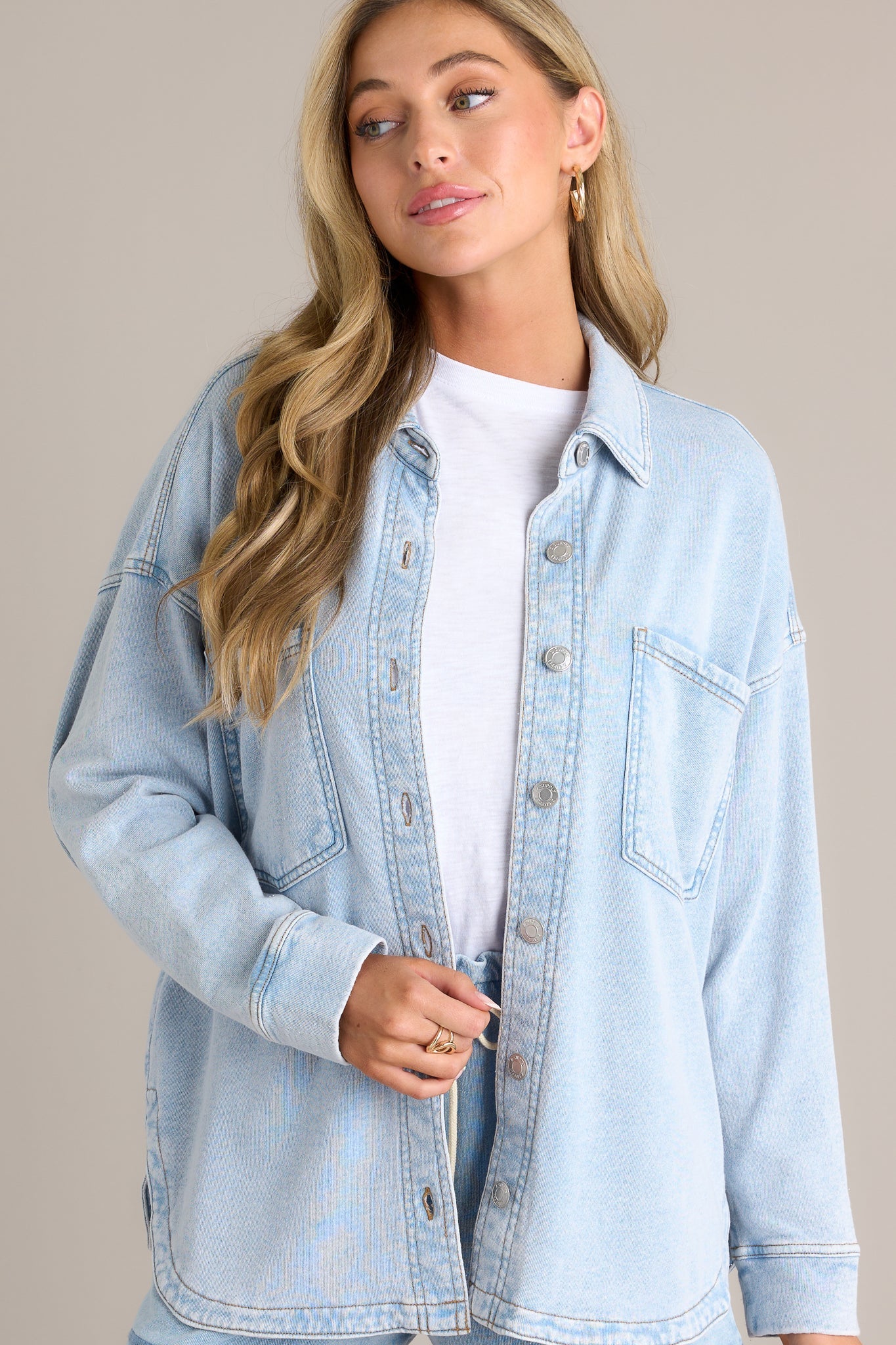 Z Supply All Day Washed Indigo Knit Denim Jacket