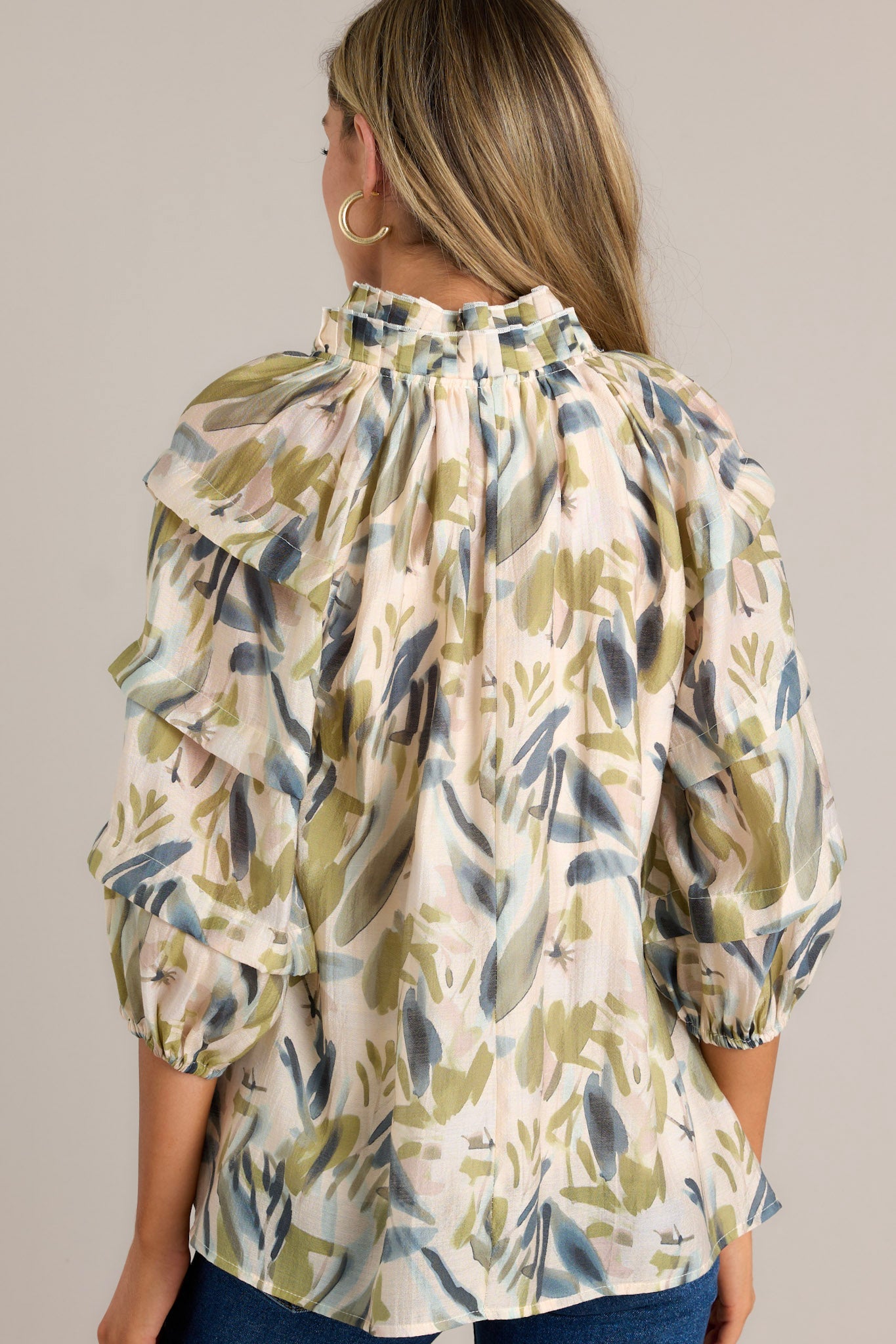 Natural Grace Beige Multi Print Top