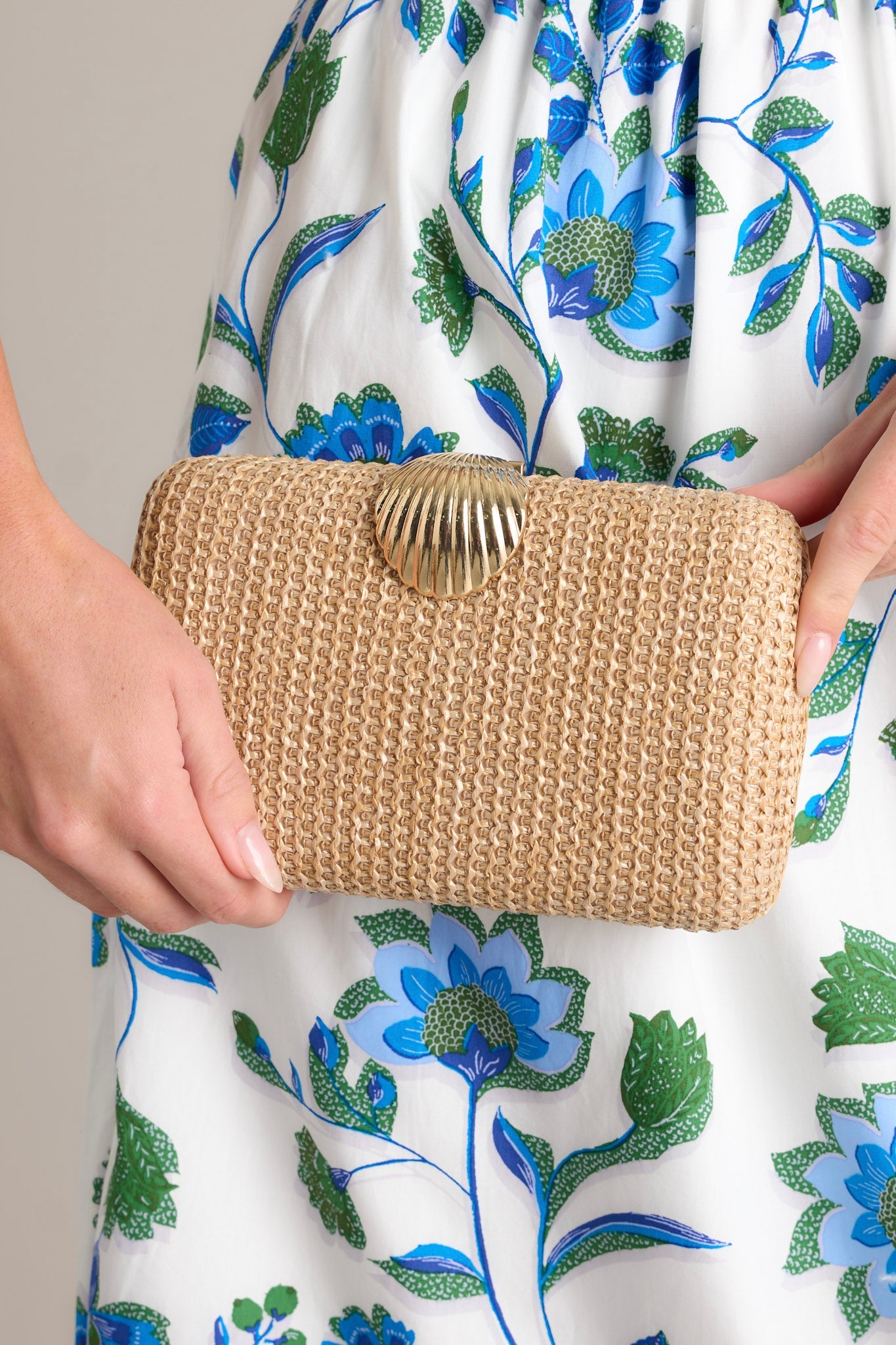 Lost In Time Natural Beige Woven Clutch
