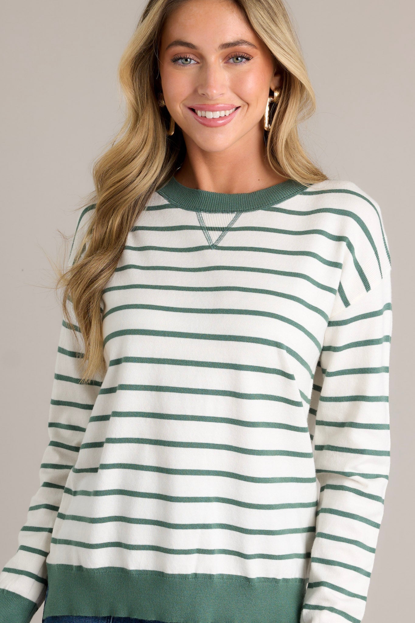 Summit Slope Ivory Stripe Long Sleeve Top
