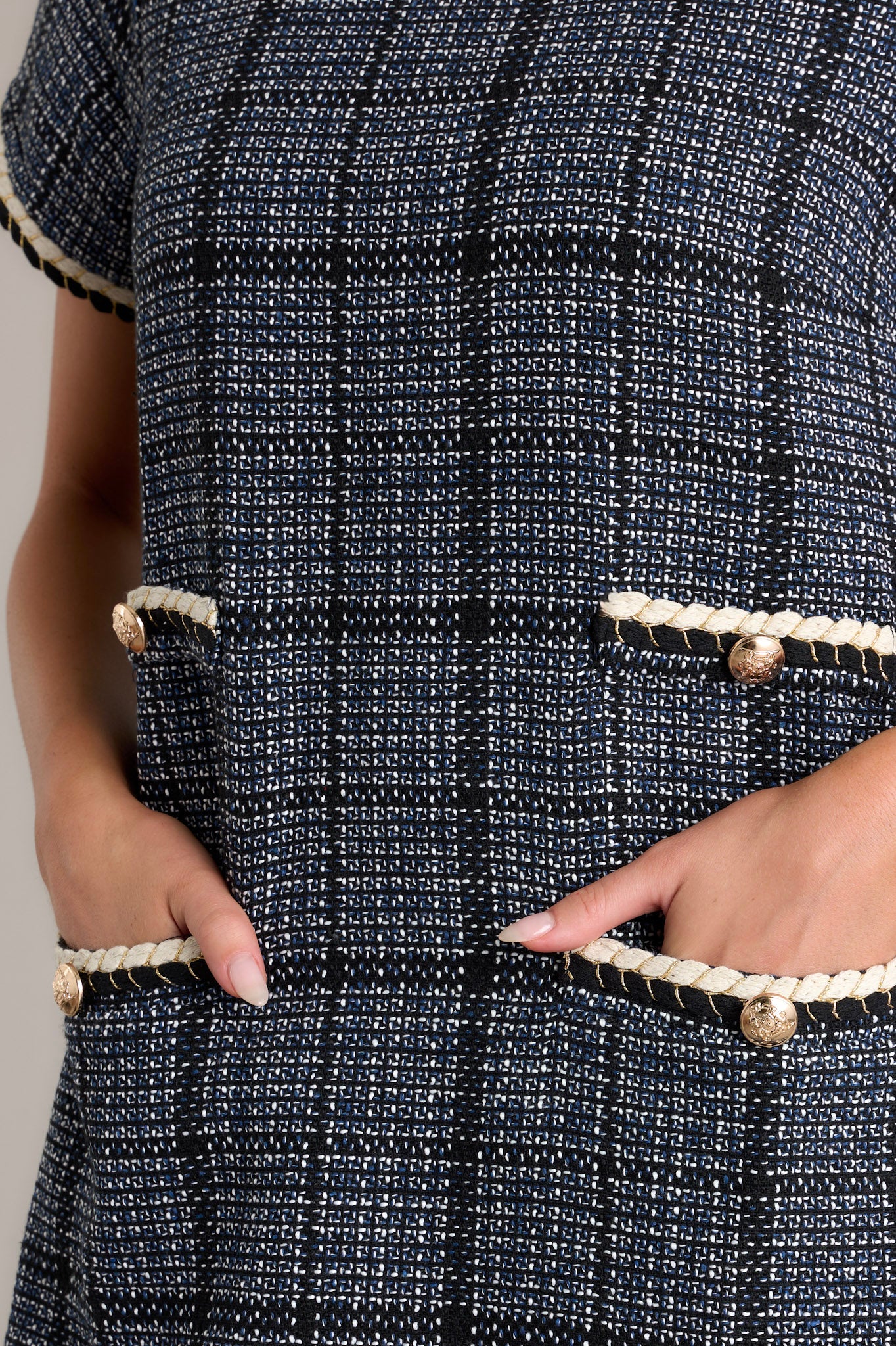 Take My Word Navy Tweed Mini Dress