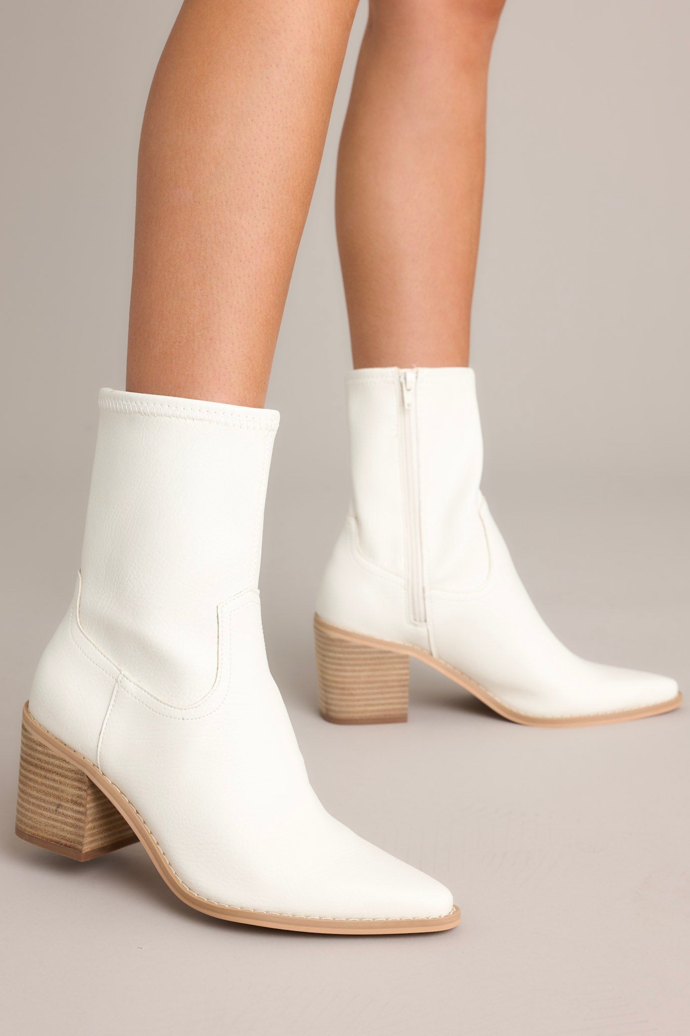 Stride In Style White Ankle Boots