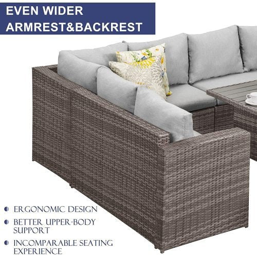 7-Pieces Outdoor Dining Sectional Sofa Set