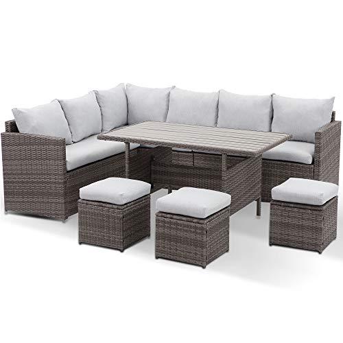 7-Pieces Outdoor Dining Sectional Sofa Set