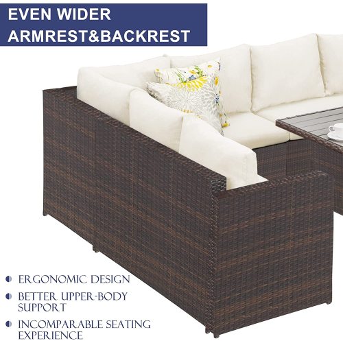 7-Pieces Outdoor Dining Sectional Sofa Set