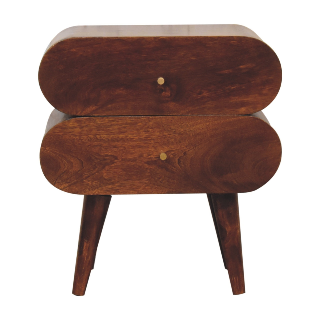 Bedside with 2 Drawers and Round Capsule Design