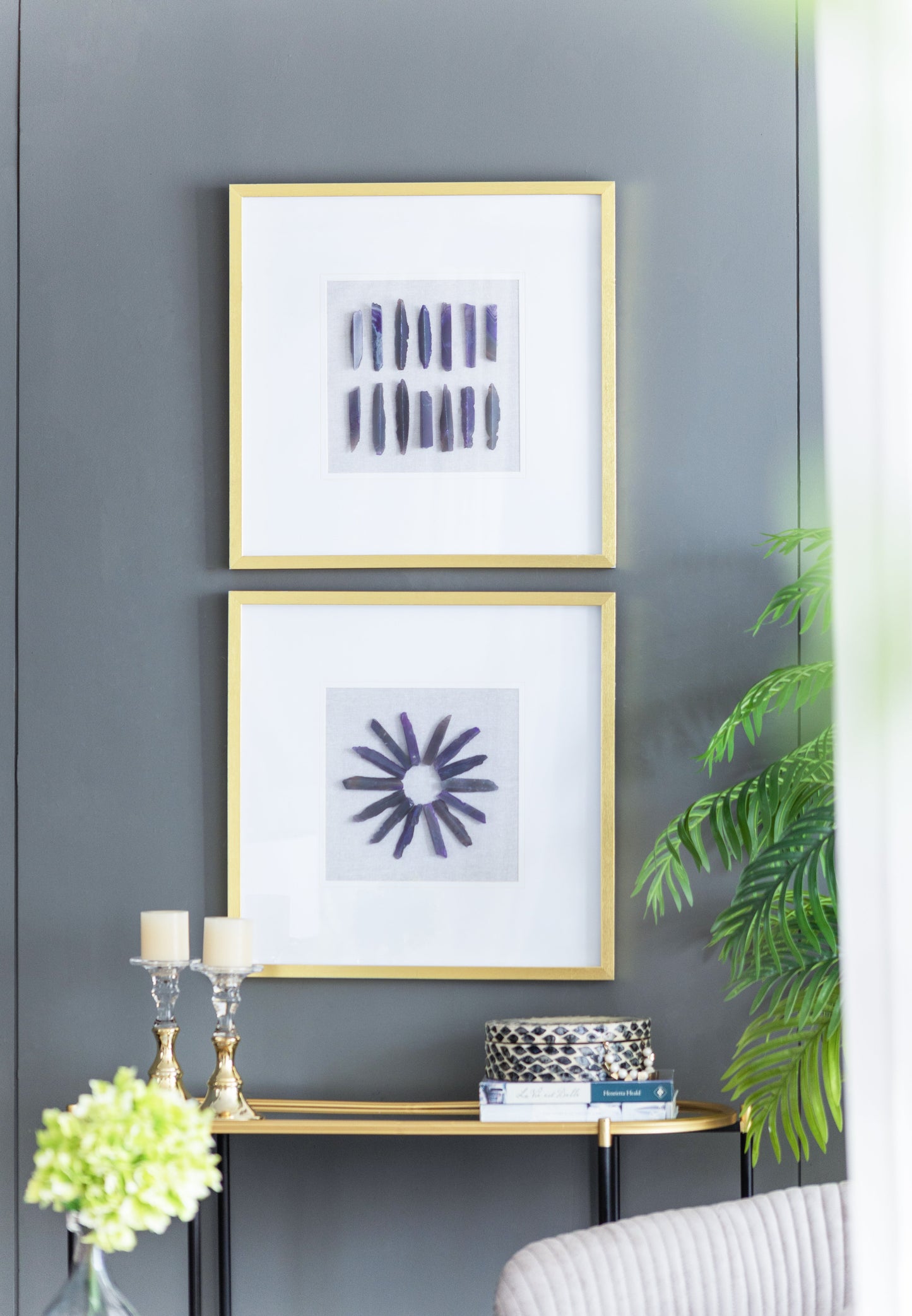 Grace Purple Agate Shadow Boxes Wall Art, Set of 2