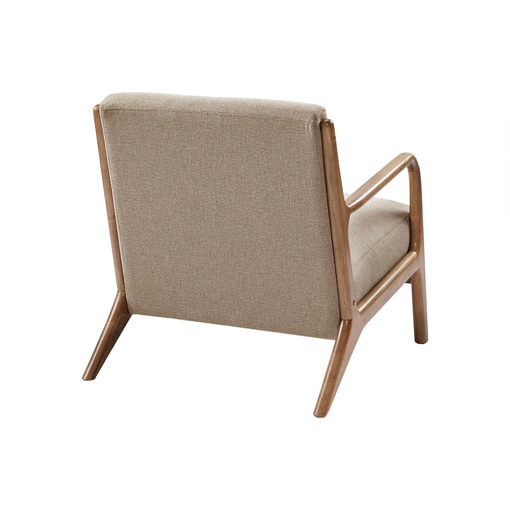 Upholstered Lounge Chair with Curved Arms and Solid Wood Frame
