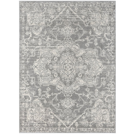 Machine Woven Area Rug with Medallion Pattern