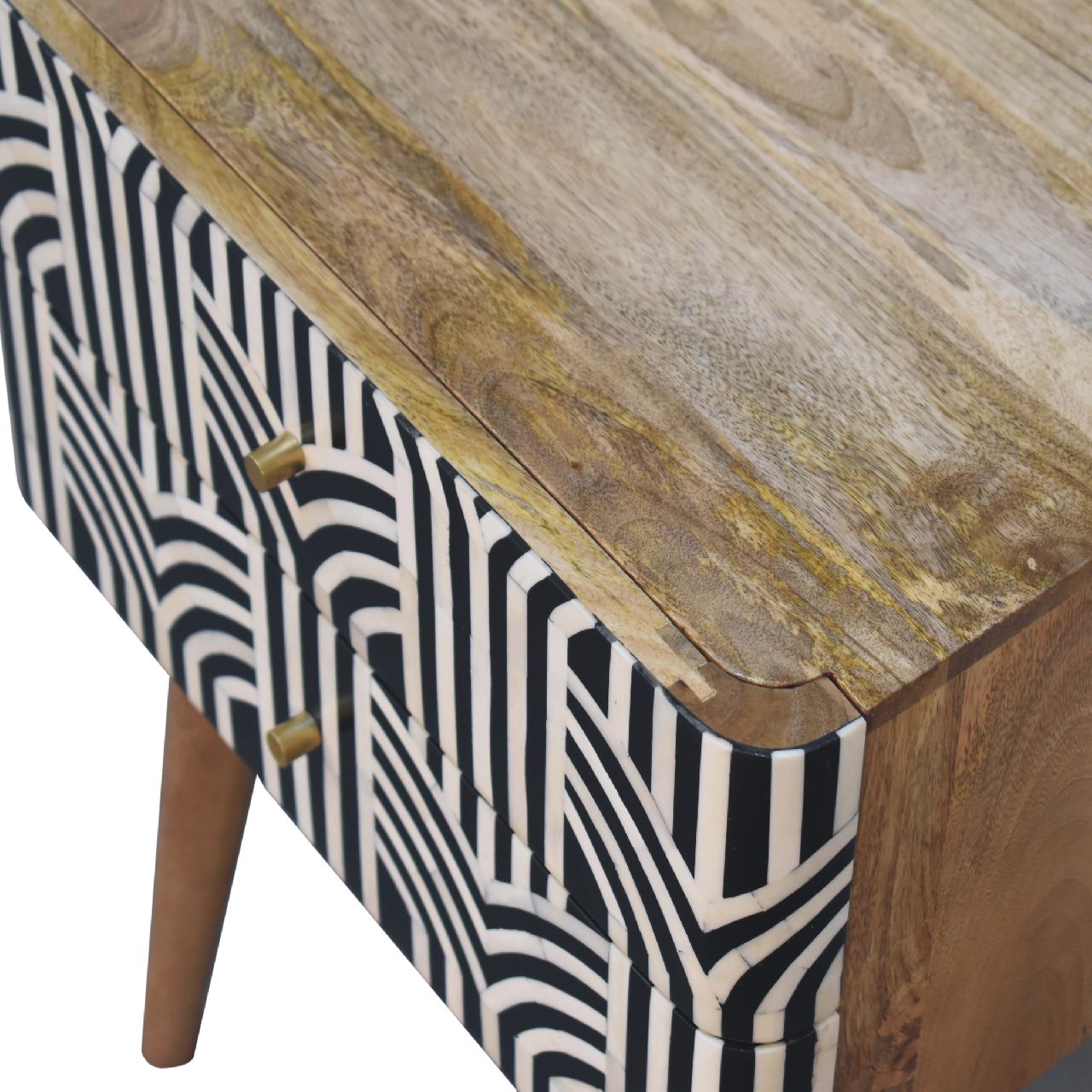 Blossom Bone Inlay Bedside with 2 Drawers