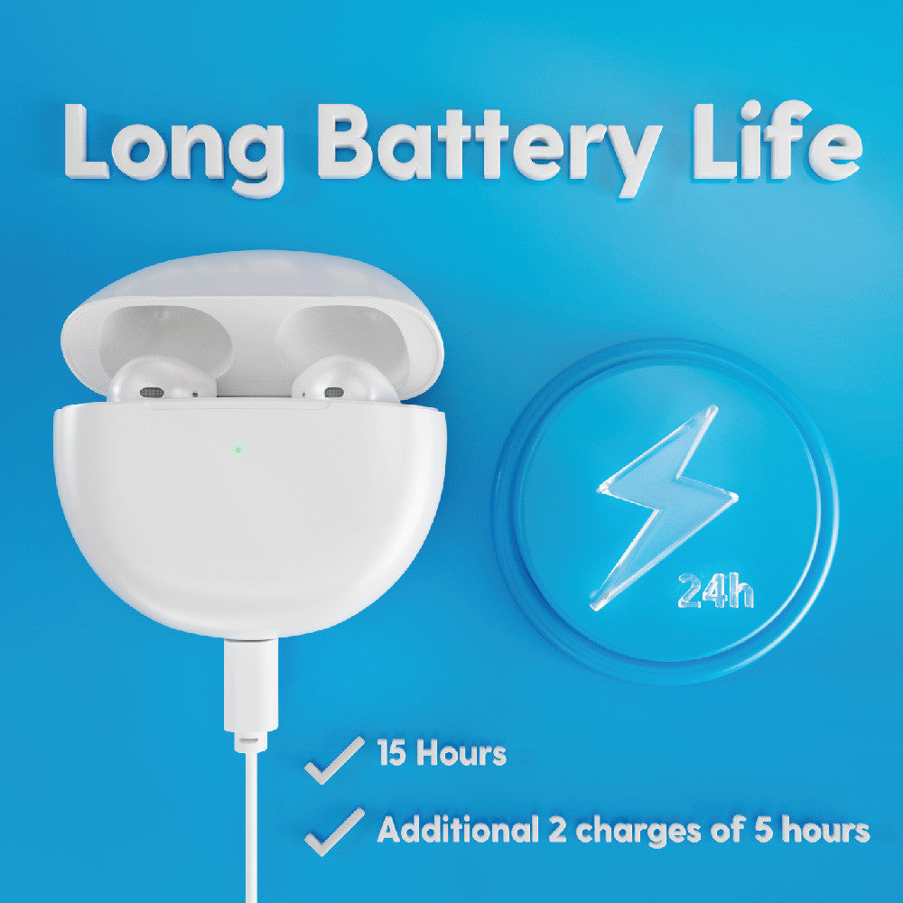 Laser TWS Earbuds with Voice Assistant and Charging Case (White)
