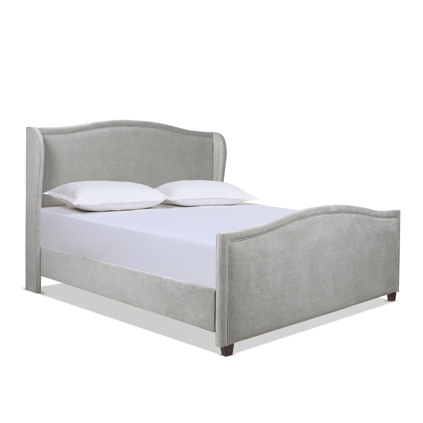 Upholstered King Size Panel Bed with Tall Wingback and Headboard Design