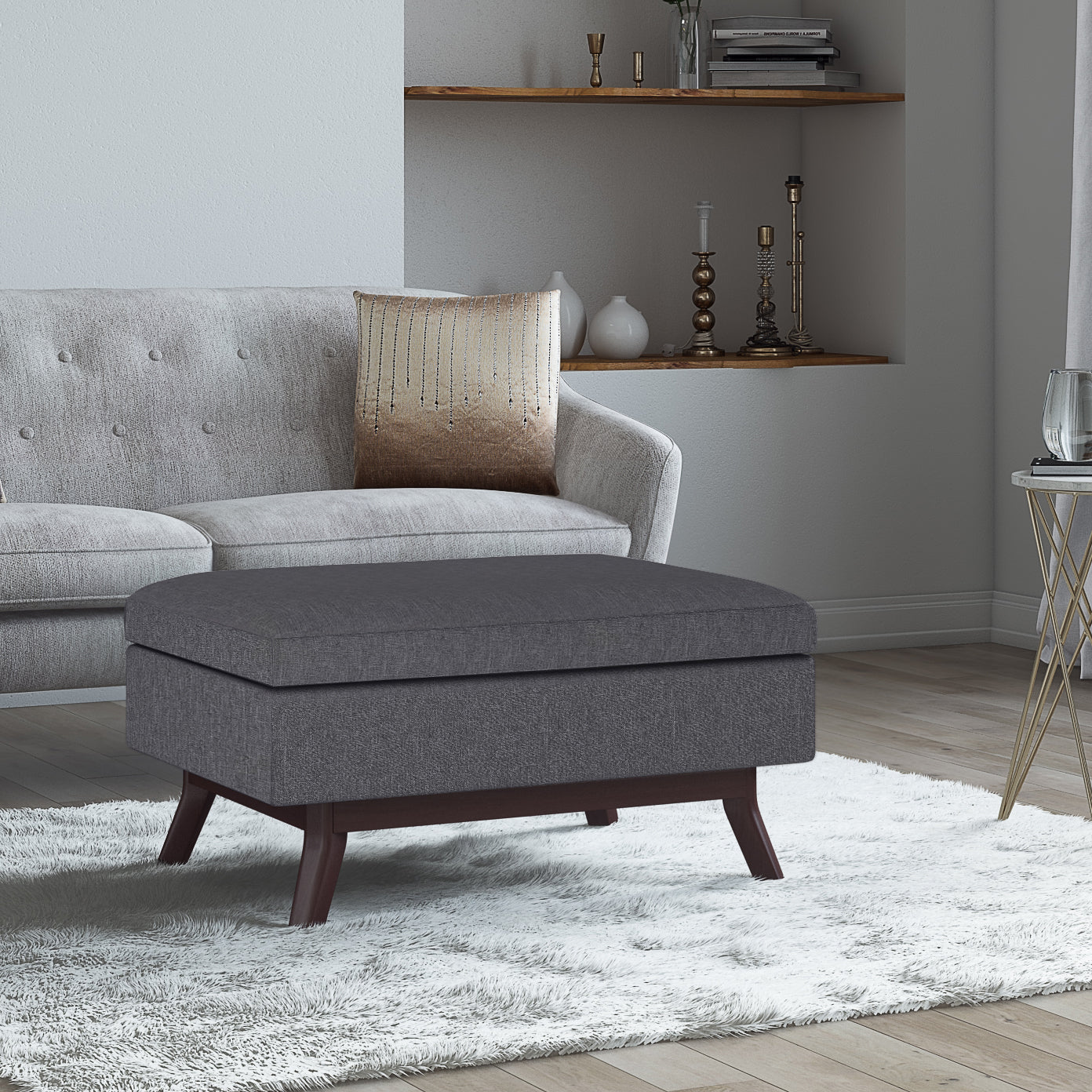 Untamed Upholstered Ottoman with Flip Top Storage and Wood Frame