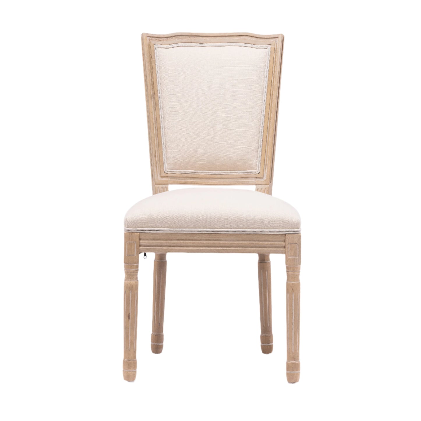 Upholstered Dining Chair with Square Back and Solid Wood Frame, Set of 2