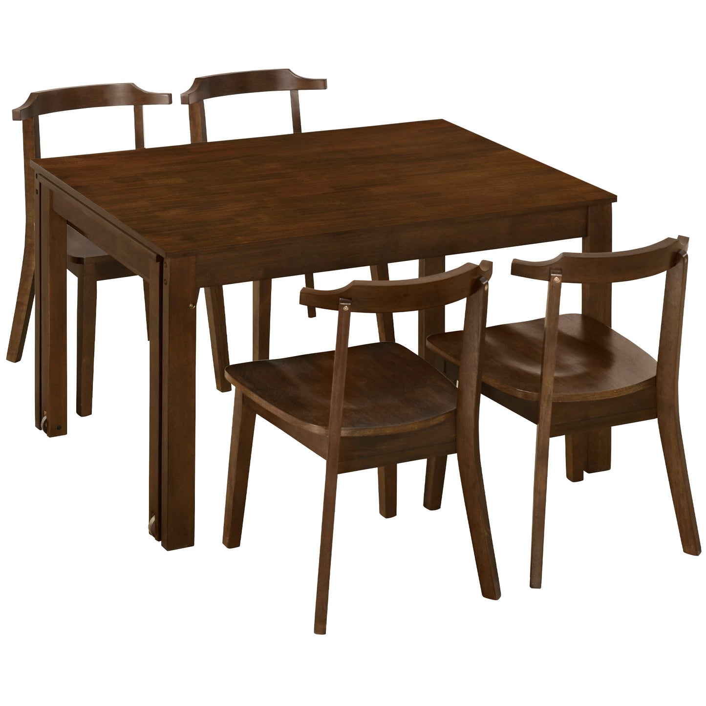 Holva 5-Piece Dining Set with Extendable Table and 4 Open Back Chairs