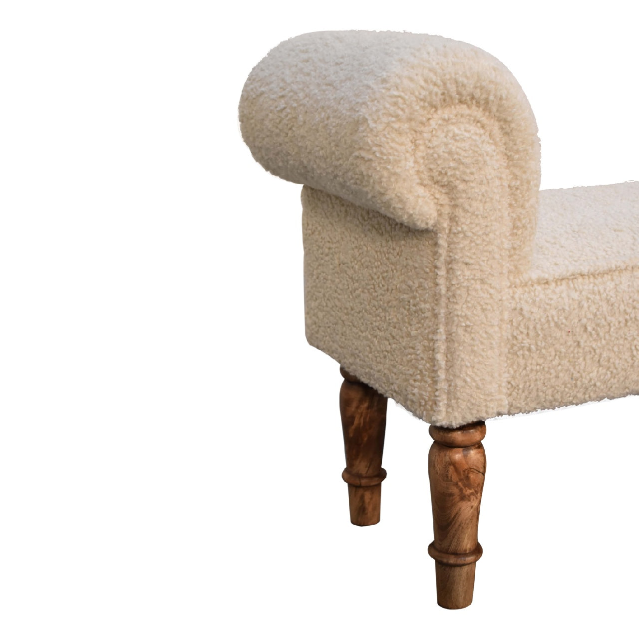 Upholstered Bench with Fluted Legs and Rolled Arm