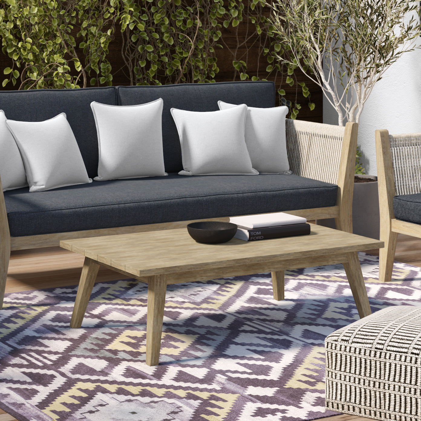 Outdoor Coffee Table with Slatted Top
