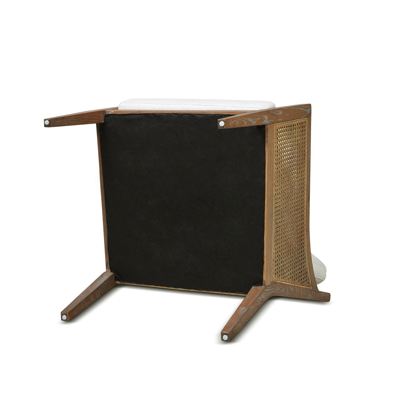 Wood & Rattan Accent Chair with Removable Cushion