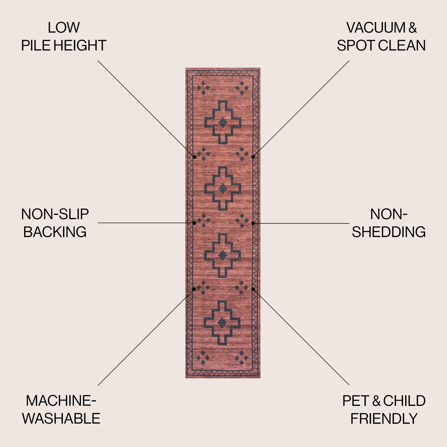 Korsa Geometric Medallion Machine-Washable Area Rug
