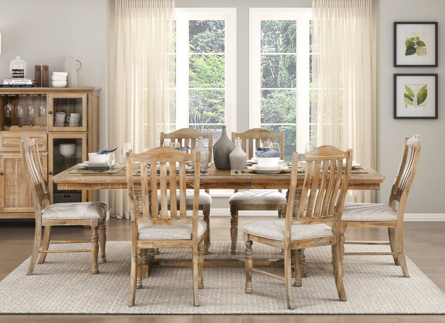 Eternalx 7-Piece Dining Set with Extendable Table and 6 Side Chairs