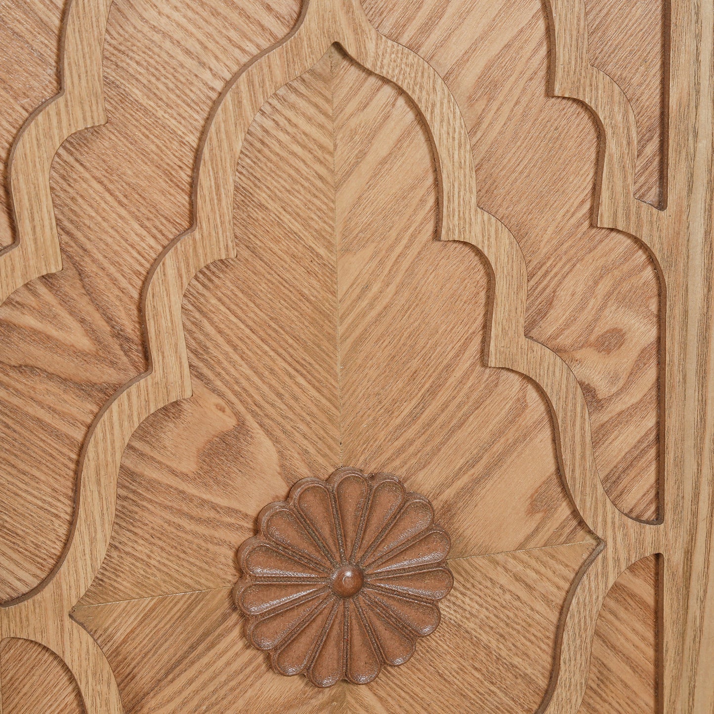 Bespokee Carved Flower Door Large Storage Cabinet With Metal Handle