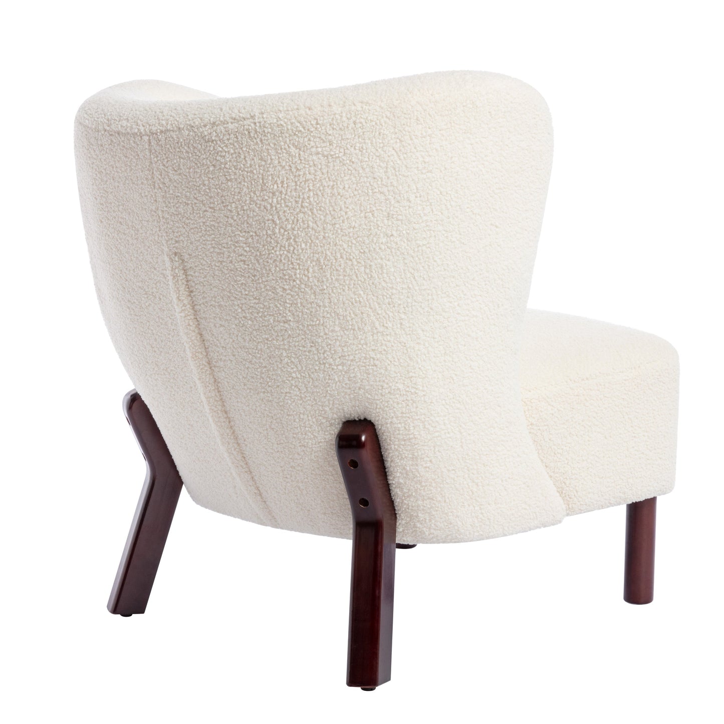 Button Tufted Upholstered Armless Chair with Wing Back and Wooden Legs