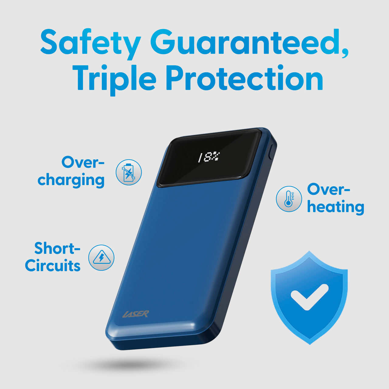 Laser 10000mAh Powerbank 18W PD with LED Indicator (Navy)