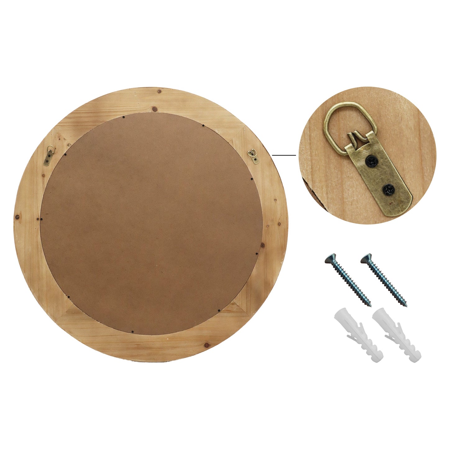 Round Wall Mirror with Carved Frame